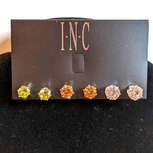 INC Slivertone‎ Crystal Earring Trio